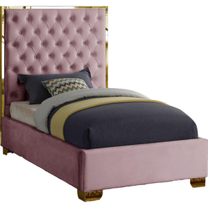 Meridian Lana Pink Velvet Twin Bed