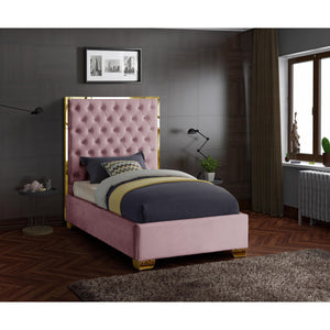 Meridian Lana Pink Velvet Twin Bed