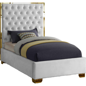 Meridian Lana White Velvet Twin Bed