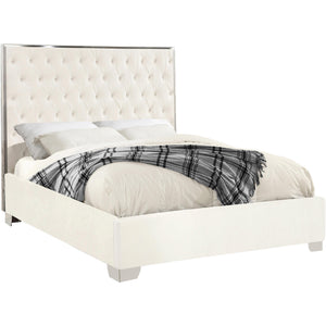 Meridian Lexi White Velvet Full Bed