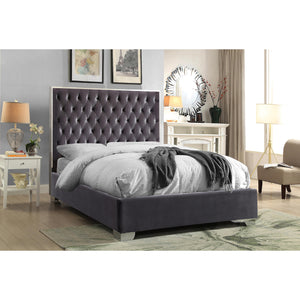 Meridian Lexi Grey Velvet King Bed