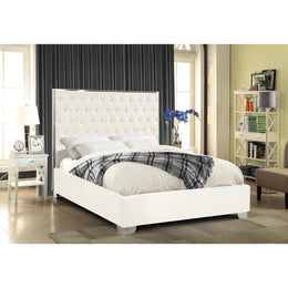 Meridian Lexi White Velvet King Bed