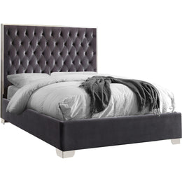 Meridian Lexi Grey Velvet Queen Bed