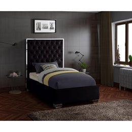 Meridian Lexi Black Velvet Twin Bed