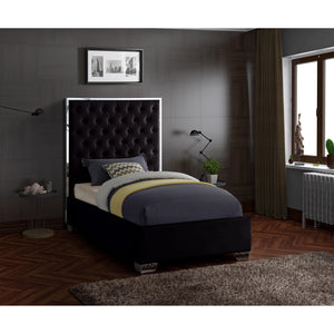 Meridian Lexi Black Velvet Twin Bed