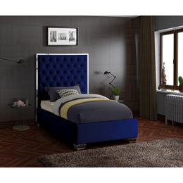 Meridian Lexi Navy Velvet Twin Bed