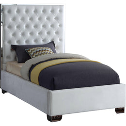 Meridian Lexi White Velvet Twin Bed