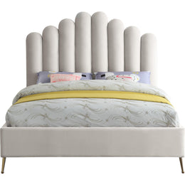 Meridian Lily Cream Velvet Full Bed