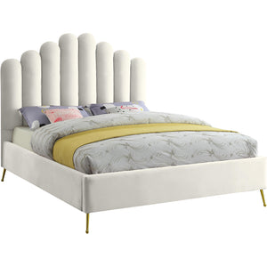 Meridian Lily Cream Velvet King Bed