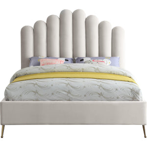 Meridian Lily Cream Velvet King Bed