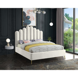Meridian Lily Cream Velvet King Bed