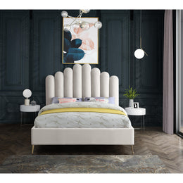 Meridian Lily Cream Velvet King Bed