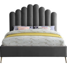 Meridian Lily Grey Velvet King Bed