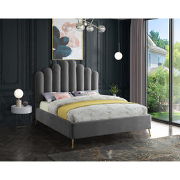 Meridian Lily Grey Velvet King Bed