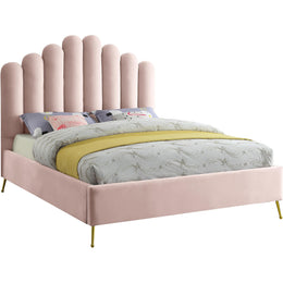 Meridian Lily Pink Velvet King Bed