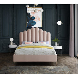 Meridian Lily Pink Velvet King Bed