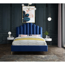 Meridian Lily Navy Velvet Queen Bed