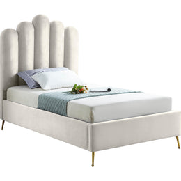 Meridian Lily Cream Velvet Twin Bed