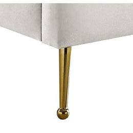 Meridian Lily Cream Velvet Twin Bed