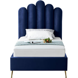 Meridian Lily Navy Velvet Twin Bed