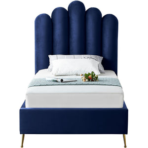 Meridian Lily Navy Velvet Twin Bed