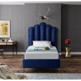 Meridian Lily Navy Velvet Twin Bed