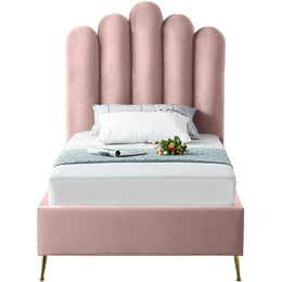 Meridian Lily Pink Velvet Twin Bed