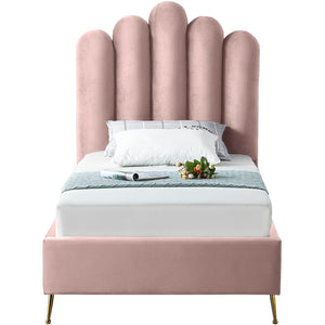 Meridian Lily Pink Velvet Twin Bed