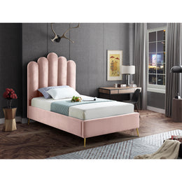Meridian Lily Pink Velvet Twin Bed