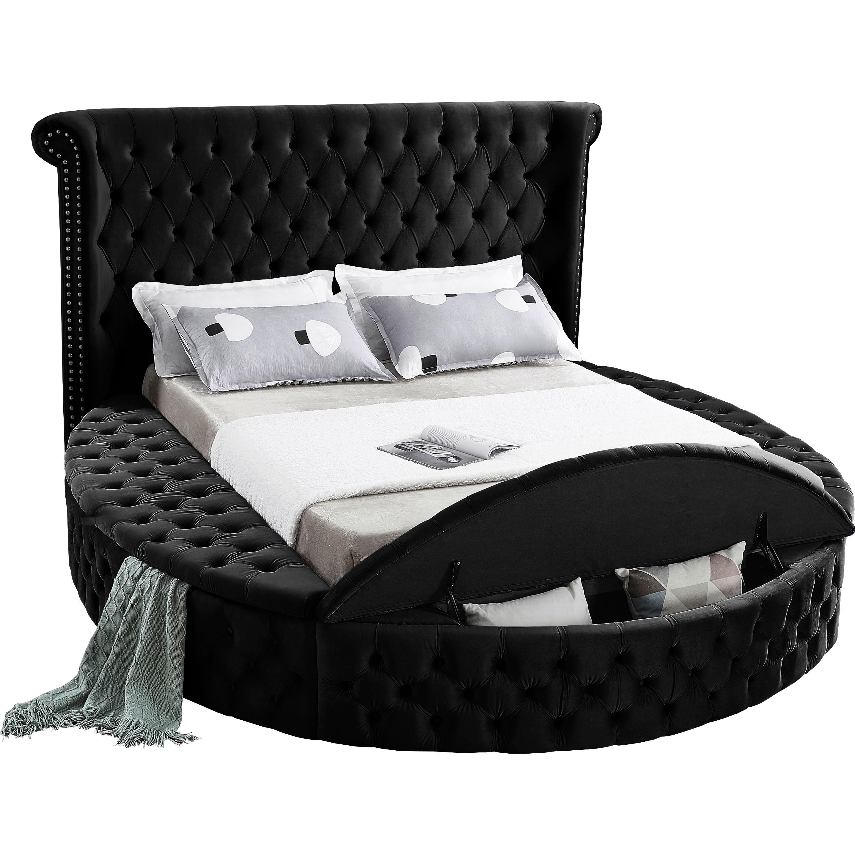 Meridian Luxus Black Velvet Full Bed (3 Boxes)