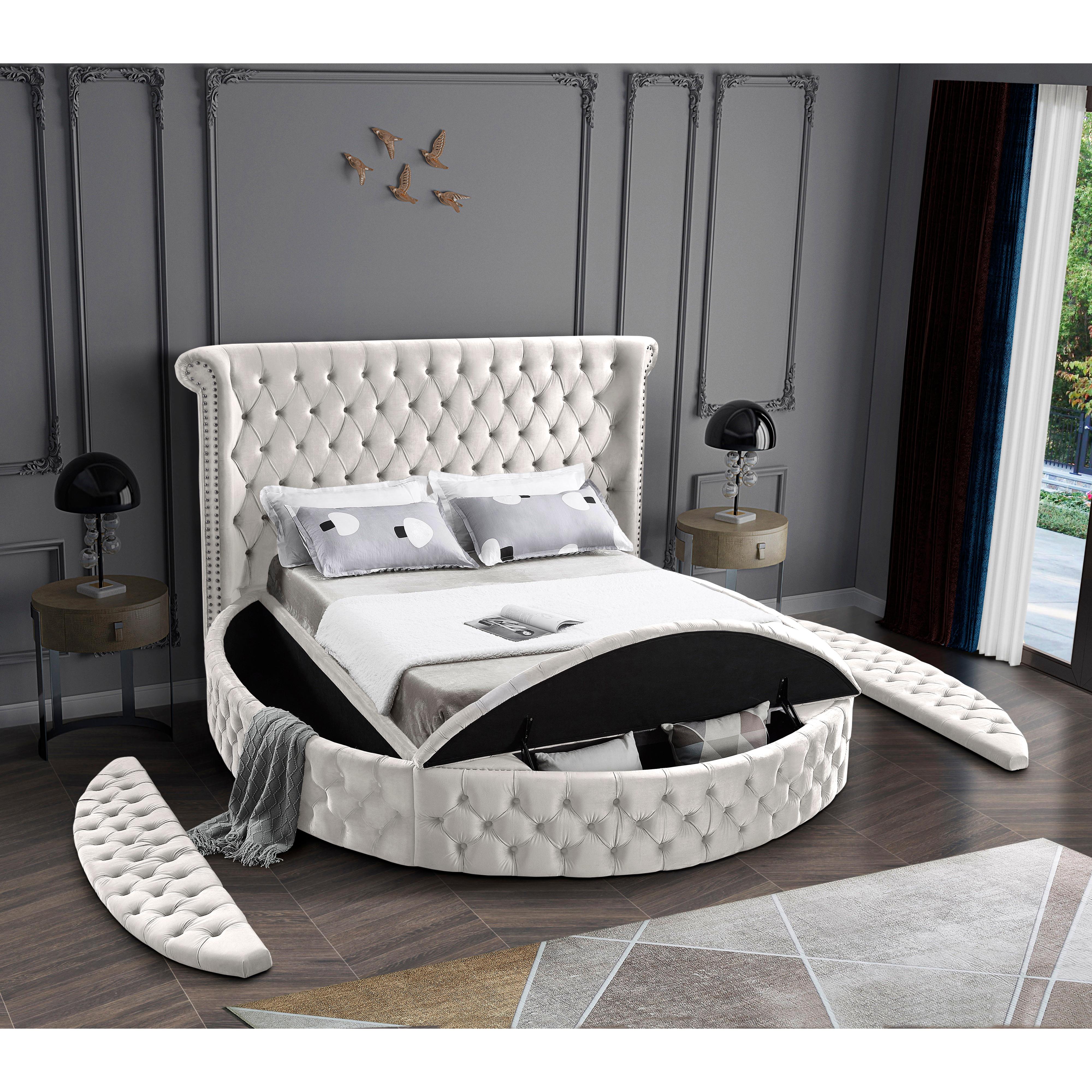 Meridian Luxus Cream Velvet Full Bed (3 Boxes)