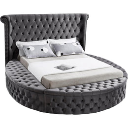 Meridian Luxus Grey Velvet Full Bed (3 Boxes)