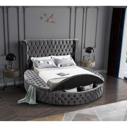Meridian Luxus Grey Velvet Full Bed (3 Boxes)