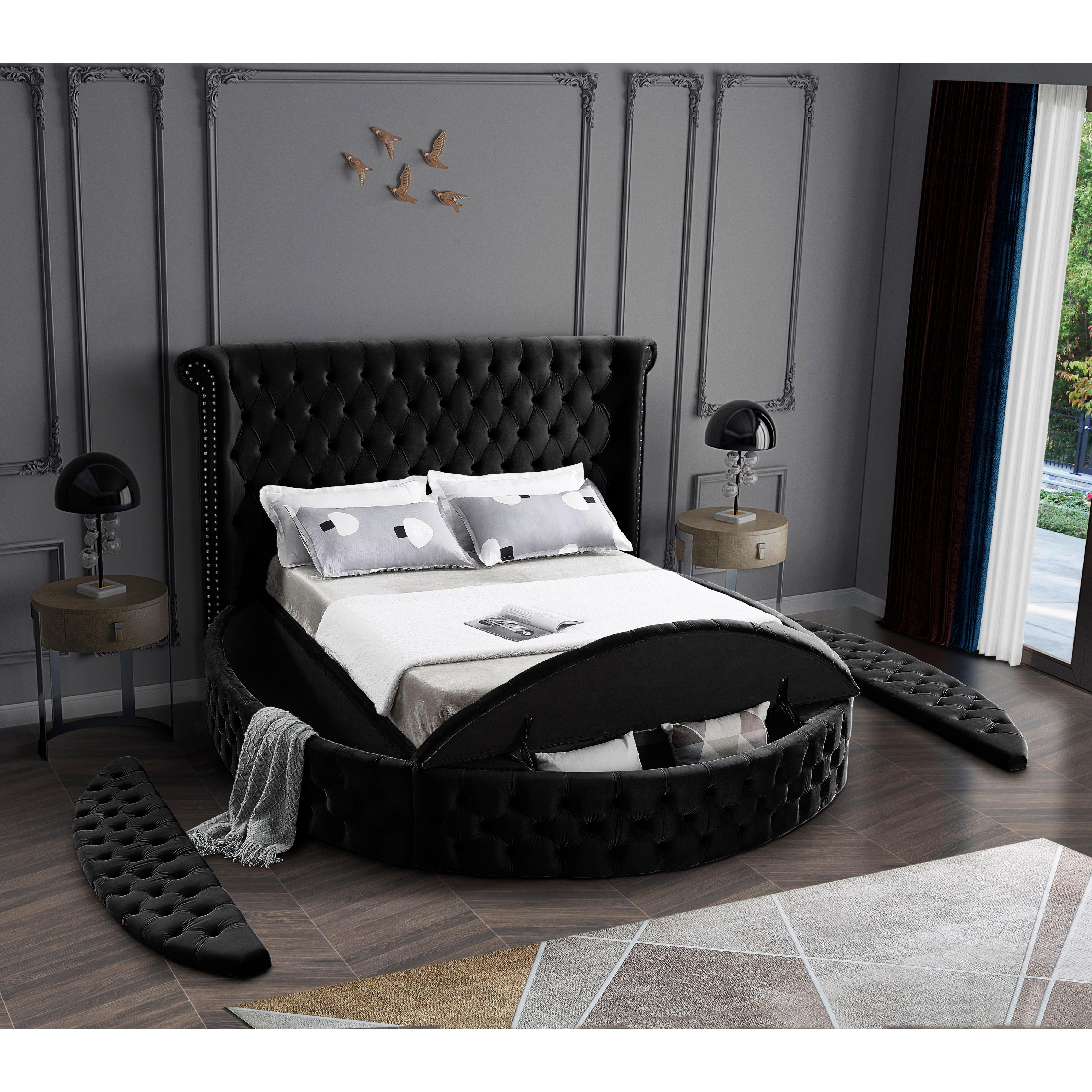 Meridian Luxus Black Velvet King Bed (3 Boxes)