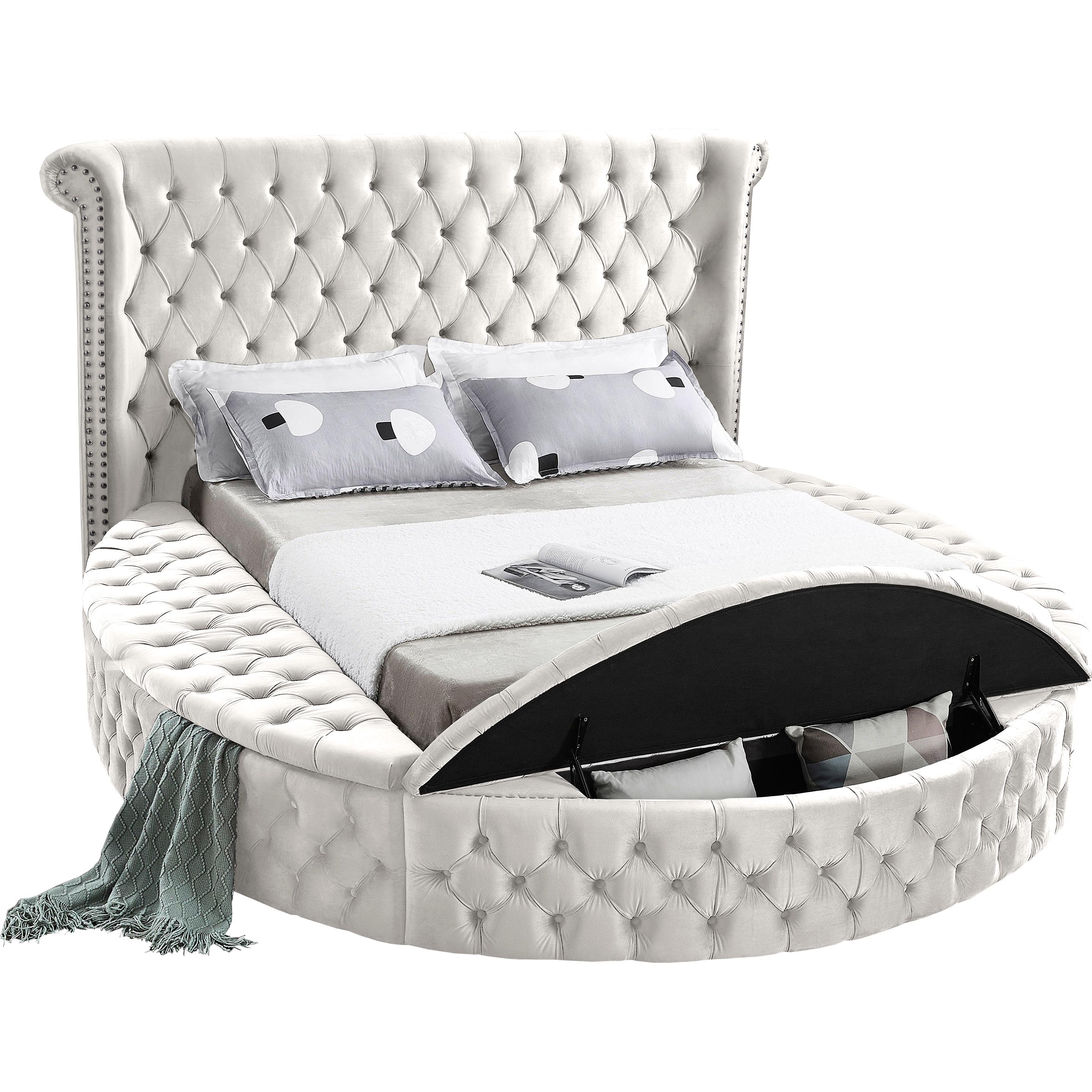Meridian Luxus Cream Velvet King Bed (3 Boxes)