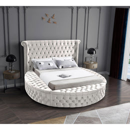 Meridian Luxus Cream Velvet King Bed (3 Boxes)