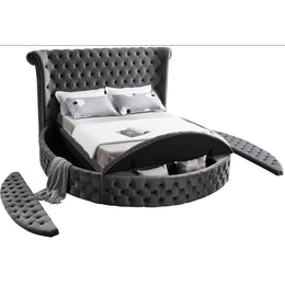 Meridian Luxus Grey Velvet King Bed (3 Boxes)
