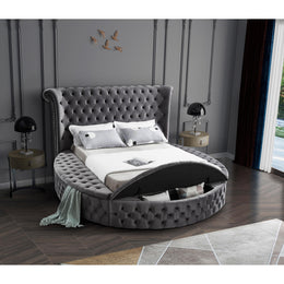 Meridian Luxus Grey Velvet King Bed (3 Boxes)