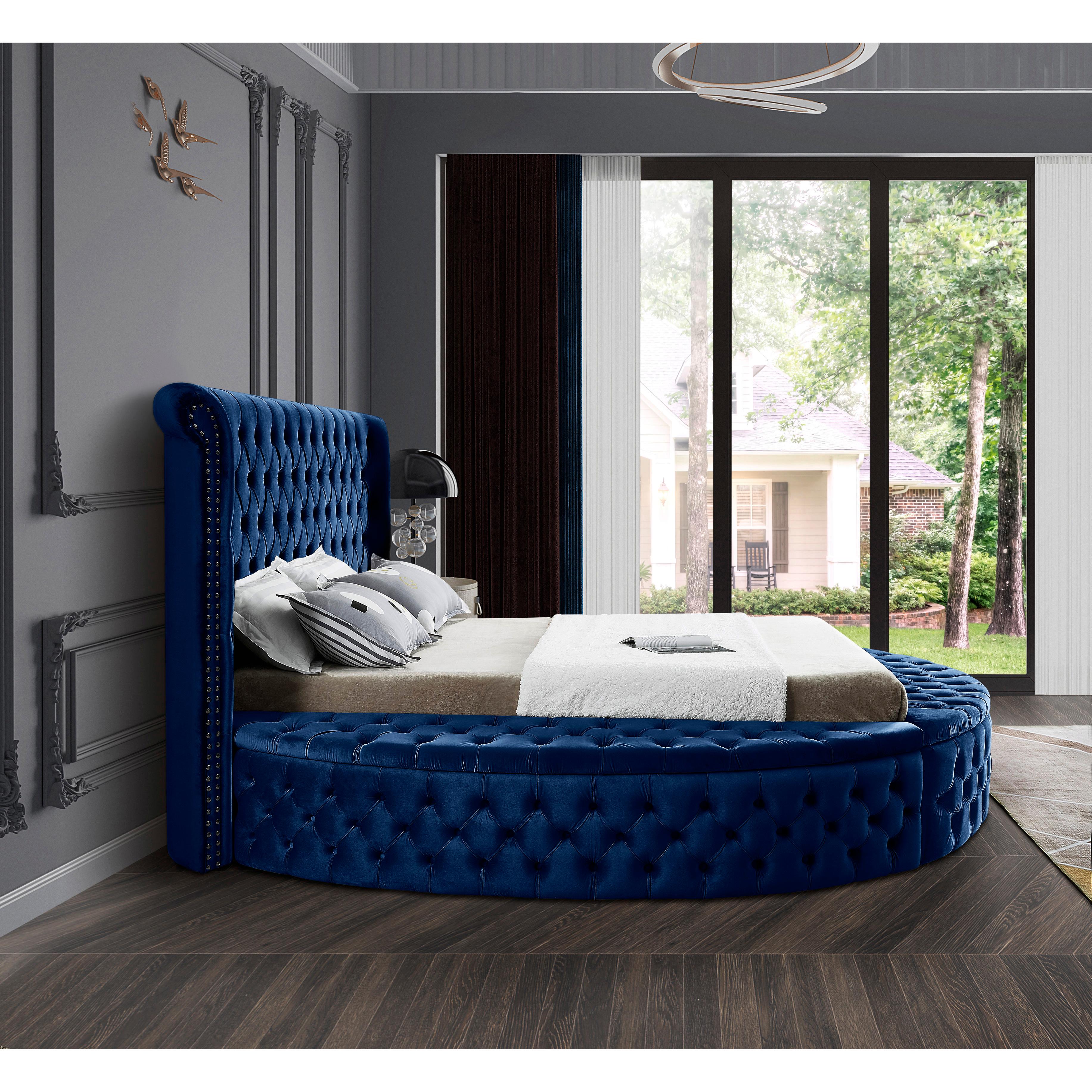 Meridian Luxus Navy Velvet King Bed (3 Boxes)