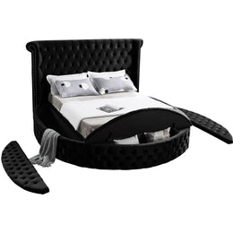 Meridian Luxus Black Velvet Queen Bed (3 Boxes)