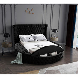 Meridian Luxus Black Velvet Queen Bed (3 Boxes)