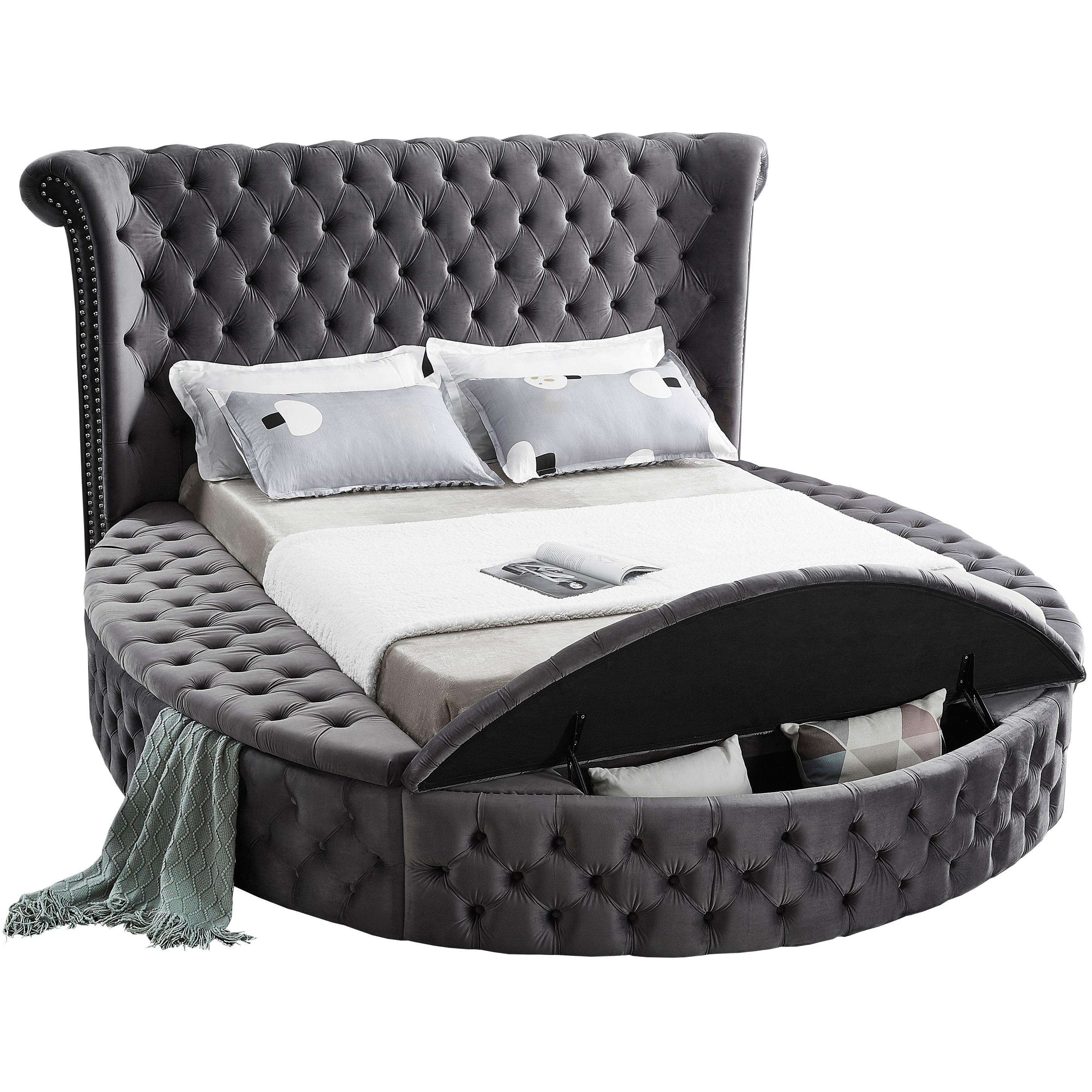 Meridian Luxus Grey Velvet Queen Bed (3 Boxes)