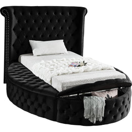 Meridian Luxus Black Velvet Twin Bed (3 Boxes)