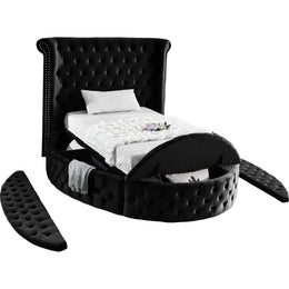 Meridian Luxus Black Velvet Twin Bed (3 Boxes)