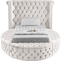 Meridian Luxus Cream Velvet Twin Bed (3 Boxes)