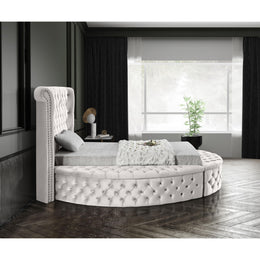 Meridian Luxus Cream Velvet Twin Bed (3 Boxes)