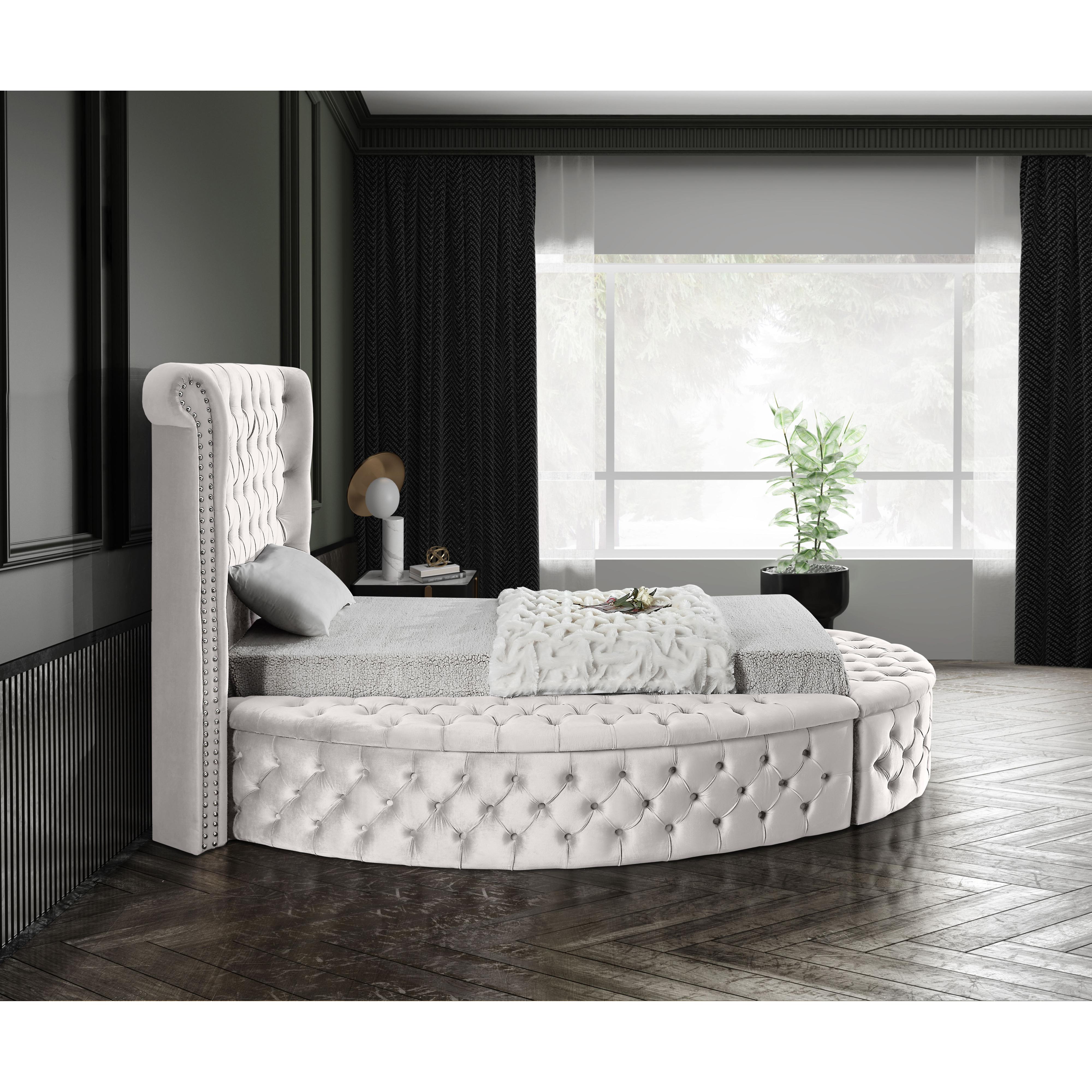 Meridian Luxus Cream Velvet Twin Bed (3 Boxes)
