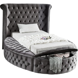 Meridian Luxus Grey Velvet Twin Bed (3 Boxes)