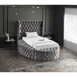 Meridian Luxus Grey Velvet Twin Bed (3 Boxes)