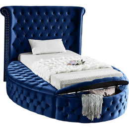 Meridian Luxus Navy Velvet Twin Bed (3 Boxes)